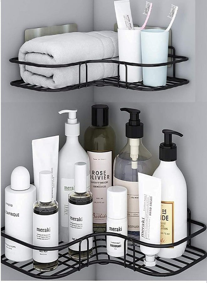 RAYMOX Pack of 2 Self-Adhesive Shelf/Storage Organizer for Bathroom and Kitchen Corner Wall Mounted Rack Shelf Bathroom Accessories Storage Rack No Drilling-Shelf Adhesive - Image 3